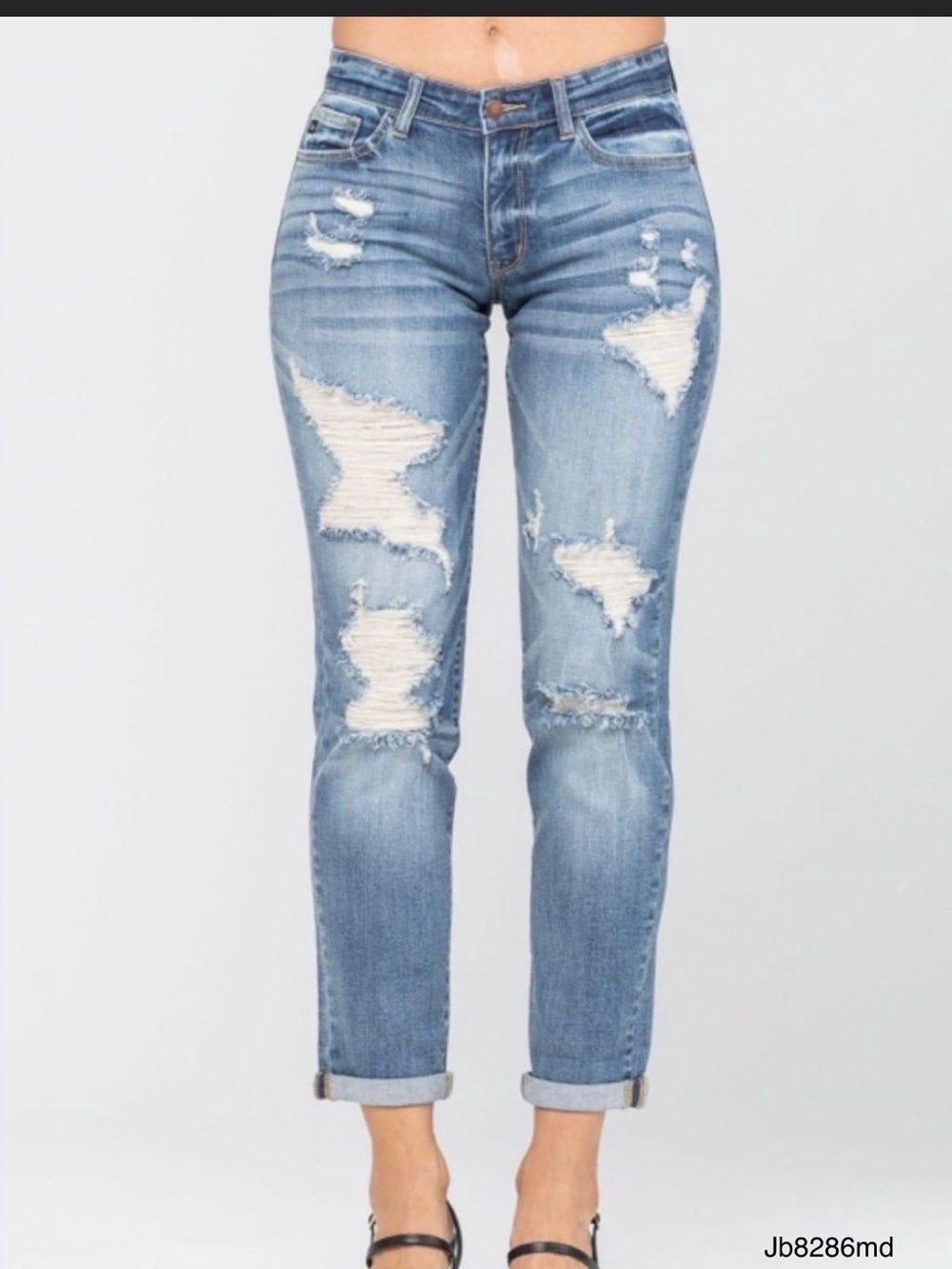 Judy Blue Light Blue Distressed Boyfriend Jeans
